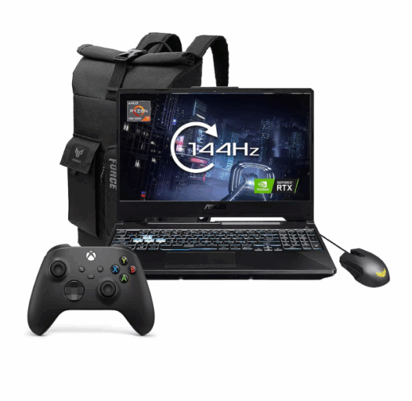 TUF Gaming Laptop Bundle - GeForce RTX 3050 - AMD Ryzen 7 - 16GB RAM - 512GB SSD - 15.6in FHD 144Hz - With Black Wireless Xbox Controller