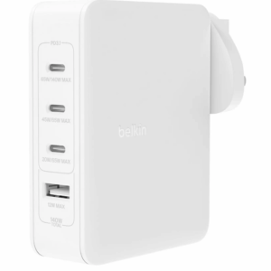 Belkin 140W 4 Port GaN Wall Charger with Travel tips -White