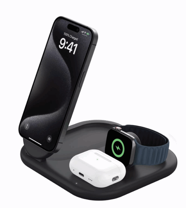 Belkin 3 in 1 Qi2 Stand, Black
